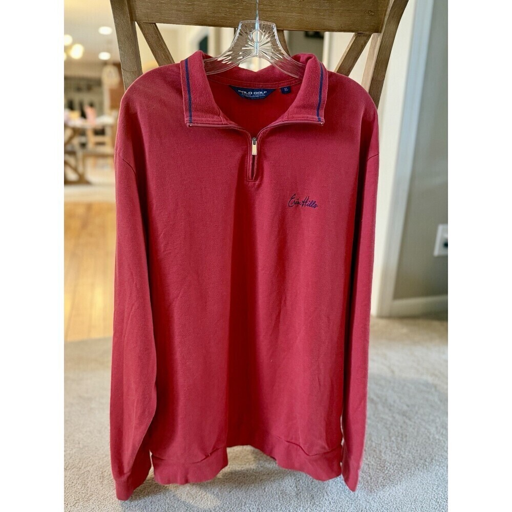 Polo Golf Ralph Lauren Erin Hills Half Zip Pullover XL Red Cotton Pockets